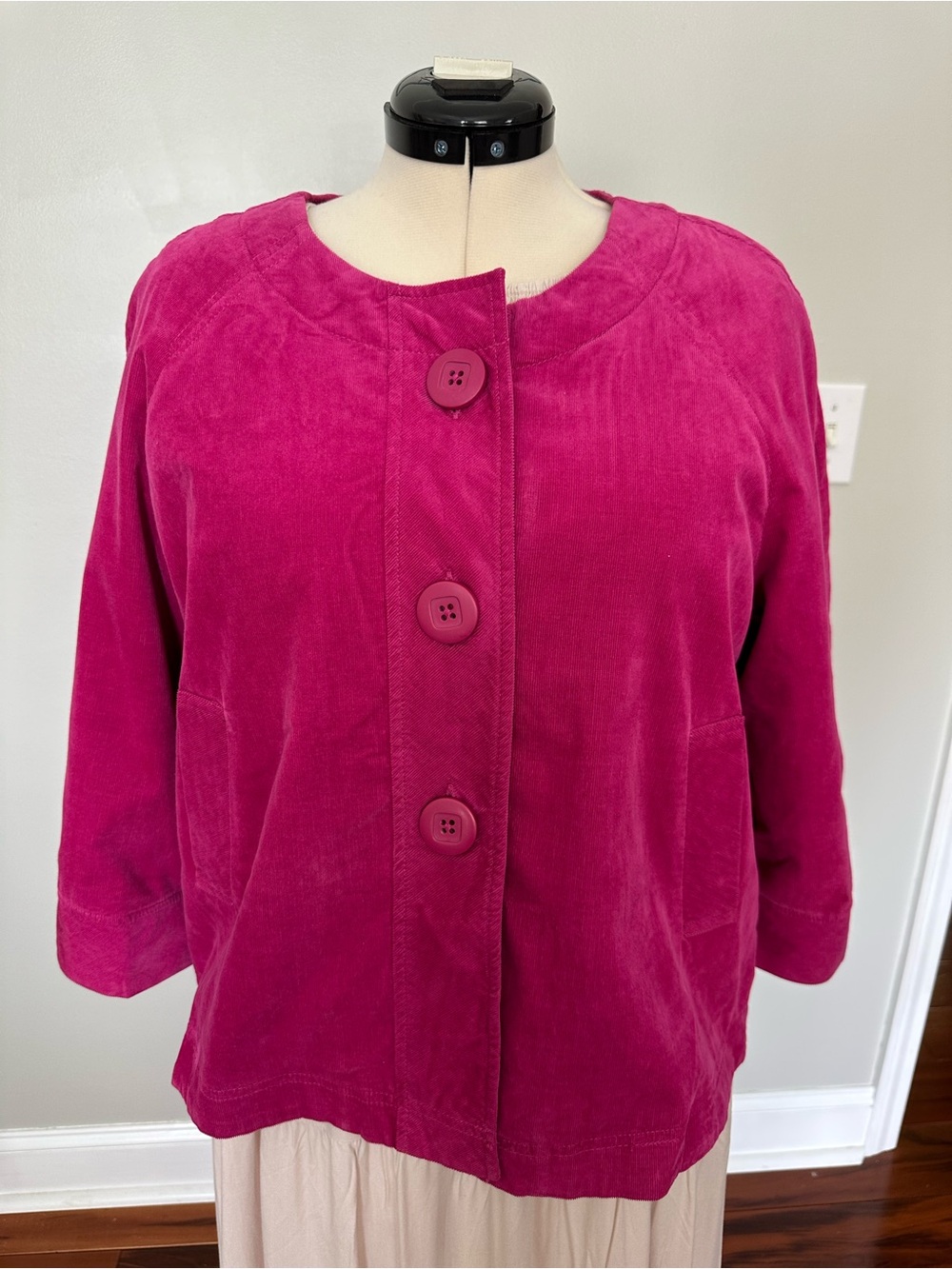 Madison Fuchsia Corduroy Button-Front Jacket